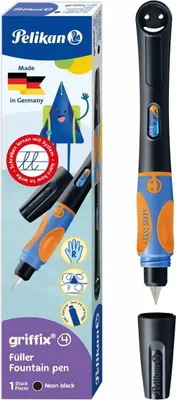 Image de Stylo plume Pelikan griffix Neon Black pour droitiers dans boîte pliante