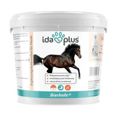 Produktbild von Ida Plus - Bierhefe Bt - 6kg - Futterergänzung für Pferde & Ponys - für glänzendes Fell & kräftige Haut - unterstützt Verdauung & Darmflora - reich an B-Vitaminen, Mineralien & Spurenelemente