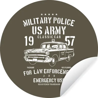 Produktbild von MuchoWow® Runde Wandtattoo - Wandsticker Tapete Aufkleber Mancave - Auto - Polizei - Oldtimer Ø 80 cm Selbstklebend und Repositionierbar - Wandaufkleber - Kreis - Mauerkreis - Wand Bilder - Wandsticker - Wohnzimmer Dekoration - Dekoration für die Wände - Aluminium - Babyzimmer