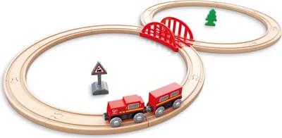 Produktbild von Hape Klassisches Eisenbahnspielzeug mit Magnetkupplung, Schienen & Zubehör für Kinder ab 2 Jahren