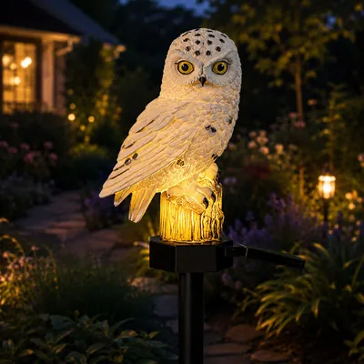 Image de Lampe solaire "Eule" pour jardin, 43 cm, figurine solaire LED, décoration pour jardin, éclairage extérieur