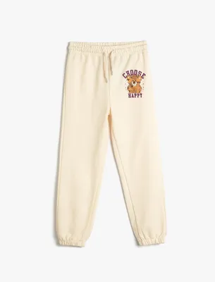 Produktbild von Koton Mädchen Jogginghose, Sweatstoff, mit Kordelzug und Teddybärmotiv