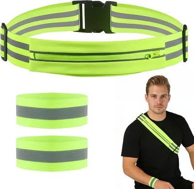Imagen del producto de Conjunto de cinturones reflectantes, de 3 piezas, ajustables, para correr y andar en bicicleta
