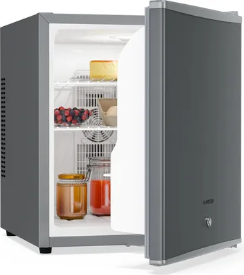 Image de Klarstein Mini Réfrigérateur - 44L, avec porte en verre, pour boissons & snacks, Petit & Silencieux, Clayettes réglables, Serrure, Butée de porte interchangeable, Pieds réglables en hauteur
