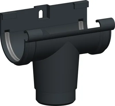 Produktbild von Dachrinne Halbrund 60mm Einzelteile | Rinnenstutzen Stutzen Anthrazit | Kunststoff PVC Fallrohr DN60 | Gartenhaus Carport Terasse