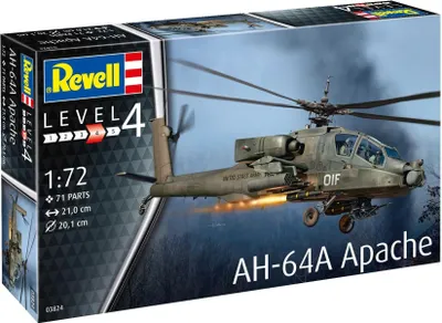 Imagen del producto de Revell 03824, Modelo de helicóptero, Kit de montaje, 1:144, AH-64A Apache, Para niños, Plástico