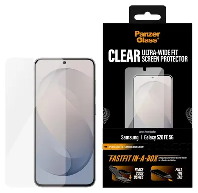 Immagine prodotto di Protezione per schermo PanzerGlass® per Samsung Galaxy S26 FE 5G | Adatta a schermi di dimensioni extra-large, con sistema di applicazione FASTFIT integrato, compatibile con Samsung, Samsung - Galaxy S25 FE 5G, applicazione a secco, resistente ai graffi, resistente agli urti, trasparente, confezione da 1 pezzo