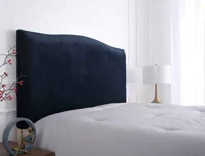 Samt-Kopfteilbezug, elastisch, marineblau, für Betten