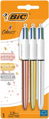 Produktbild von BIC Kugelschreiber 4 Farben rose gold 3er Set