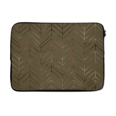 Produktbild von MuchoWow® Laptop Hülle 13 Zoll Muster - Linie - Bronze - Luxus Laptoptasche - Laptophülle - Sleeve - Rundumschutz