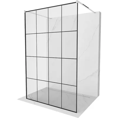 Obrázek produktu pro Mexen Kioto volně stojící sprchová zástěna 140 x 200 cm, Průhledné/Černý vzor 8 mm, Chromovaná - 800-140-002-01-77