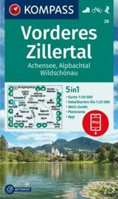 Obrázok produktu pre KOMPASS Turistická mapa 28 Vorderes Zillertal 1:50 000