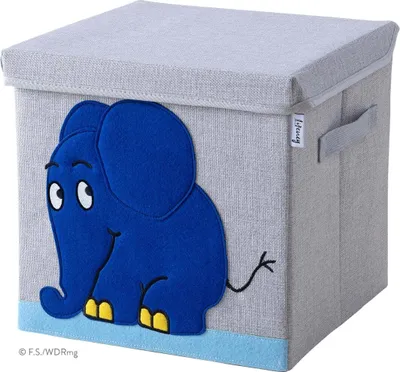 Produktbild von Lifeney meets "Die Maus" Aufbewahrungsbox mit Deckel für Kinder Box mit dem kultigen Elefanten zum Verstauen von Spielzeug 30 x 30 x 30 cm passend für klassische Würfelregale