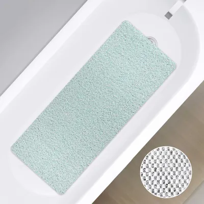 Obrázok produktu pre Protisklzová podložka pod sprchu, 40 x 100 cm, biela a zelená, antibakteriálna, s odvodňovacími otvormi