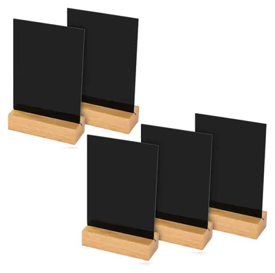 Kreidetafel mit Holzfuß als Tischaufsteller von HMF in DIN A6 Hochformat in Schwarz, 5er Set