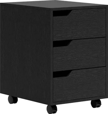 Image de Caisson à roulettes de bureau - Caisson à dossiers - 3 tiroirs - 40 × 50 × 57,5 cm - Avec roulettes - Montage requis - Noir