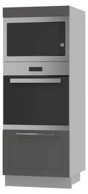 Produktbild von Backofenschrank KVANTUM Teilauszug 60cm Korpus- & Frontfarbe wählbar (Q-D5AM/60/154),graphit matt,grau