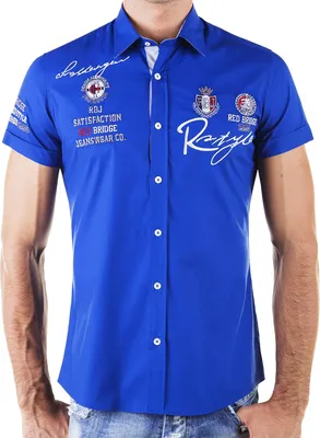 Produktbild von Red Bridge Herren R-Style Design Slim Fit kurzarm Hemd Saxeblue S