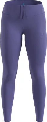 Lila Odlo Essentials Warm Lauftights 2.0 mit hohem Bund und Logo auf dem Oberschenkel