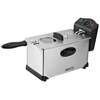 Produktbild von Camry Premium CR 4909, Heißluftfritteuse, 3 l, Einzelbild, Schwarz, Satinierter Stahl, Drehregler, Eigenständig