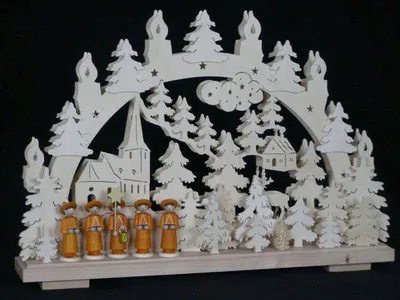 Produktbild von Schwibbogen mit Kurende Kirche und Beleuchtung BxHxT 50x32x7cm NEU