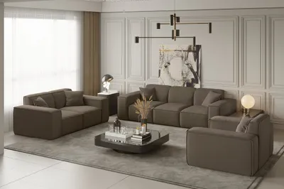 Produktbild von Sofaset Designersofa CELES 3-2-1 in Stoff Opera Velvet Taupe