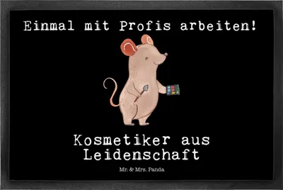 Produktbild von Mr. & Mrs. Panda Schmutzfangmatte Kosmetiker Leidenschaft 50 x 75 cm - Schwarz - Geschenk, Lustig, Ausbildung, fußmatte, Spruch, Kosmetikstudio, Fußabtreter, Schmutzmatte