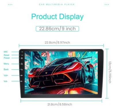 Image de Autoradio - Autoradio pour voiture - Système audio pour voiture - Autoradio 2-DIN - Autoradio avec Android 13 - Autoradio avec écran tactile de 9 pouces