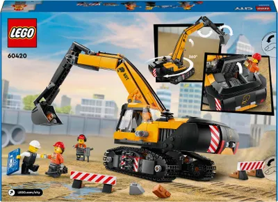 Zdjęcie produktu dla LEGO City Żółta koparka, zabawka dla dziecka z minifigurkami kierowcy, pracownika i architekta, zabawki kreatywne do odgrywania ról dla chłopców i dziewczynek, urodzinowy prezent dla 8-latka, 60420