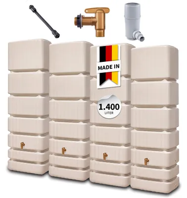 Productafbeelding van 4rain SLIM wandtank SET 1400 L zandbeige, AI-gegenereerde afbeelding