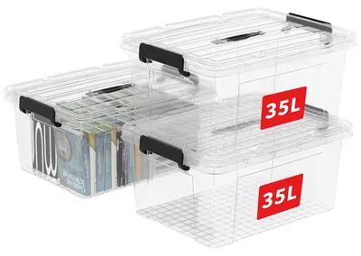 Productafbeelding van Cetomo, 35 liter opbergboxen, draagbare plastic dozen met deksels, organizers
