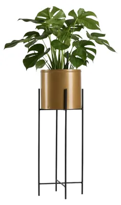 Produktbild von Howhomely | Blumenständer - Gold-Schwarz - Höhe 75 cm - Aus Metall - Für Zuhause und den Balkon - Mit BlumenTopf