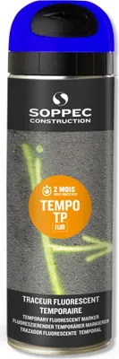 Image de 1 x 500ml Soppec Tempo - Spray de marquage / Marquage provisoire bleu