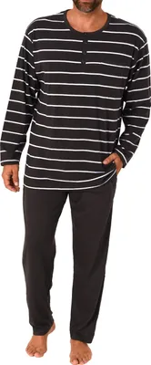 Image de Pyjama à manches longues pour homme, motif rayures décontracté - 212 101 90 740 ; gris foncé, 56