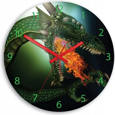 Produktbild von ModernClock, wanduhr, Silent Wanduhr, Wanduhr für Kinder, Drache 30cm
