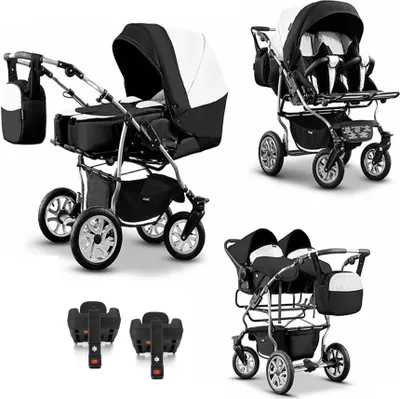 Produktbild von Zwillingskinderwagen 5 in 1 City Twin inkl. Autositze - 16 Teile -  in 19 Farben