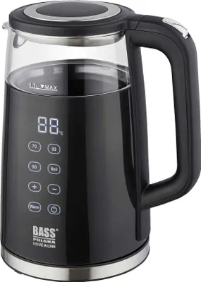 Produktbild von Bass Polska BH 10354 Wasserkocher Glas 1,7l schwarz mit Temperatureinstellung