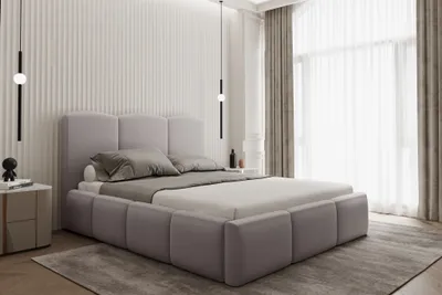 Produktbild von Polsterbett Doppelbett DUNIA in Stoff Opera Velvet Grau 120x200cm