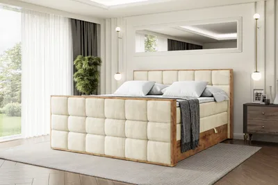 Produktbild von ALTDECOR Boxspringbett mit Matratze und Lattenrost, Topper, Fußteil,Polsterbett mit Bettkasten, Bett mit Stauraum H3- und H4- Matratze, Doppelbett -LOLLI2-Z KING-140x200 - Beige Monolith