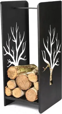 Produktbild von Kaminholzkorb Schwarz Feuerholzkorb Metall Holzwiege Kamin Holzlege Holzkorb Brennholzkorb Holztrage