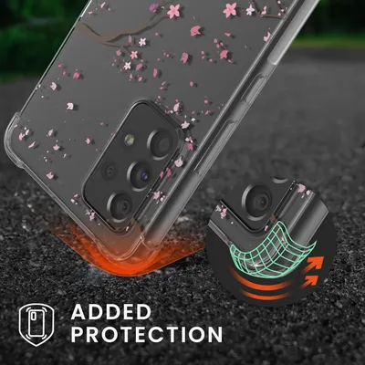 Produktbild von kwmobile Necklace Case kompatibel mit Samsung Galaxy A53 5G Hülle - Silikon Cover mit Handykette - Rosa Dunkelbraun Transparent Kirschblütenblätter