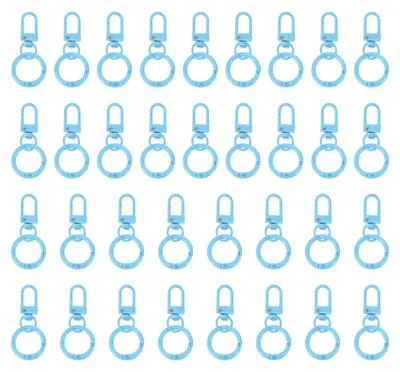 Productafbeelding van Sleutelhangers met karabijnhaak en sleutelring - 30 stuks - Blauw