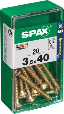 Image de Boîte 20 Unités. Vis A Bois Spax Cab. Plat Yellox 3.5x40mm Spax
