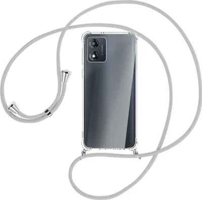 Produktbild von Handykette Backcover-Schutzhülle mit Band (Metall silberfarben) für Motorola Moto E13 (6.5'') - silbergrau