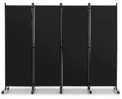 Zdjęcie produktu dla FANTASK, przegroda pokojowa na kółkach, 225 x 173 cm, parawan 4-częściowy, składana przegroda