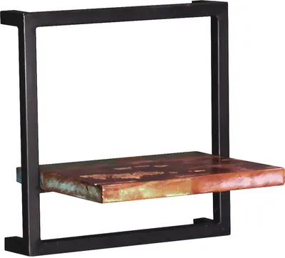 Produktbild von SIT Möbel Wandregal | 1 Ablageboden | Altholz bunt | Gestell Metall schwarz | B 35 x T 25 x H 35 cm | 09140-98 | Serie RIVERBOAT