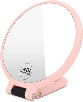 Image de Miroir de voyage pliable avec grossissement 10x, rotation à 360 degrés, miroir de maquillage double face