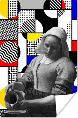 Produktbild von MuchoWow® Poster Collage - Mondrian - Milchmädchen 60x90 cm - Wanddekoration