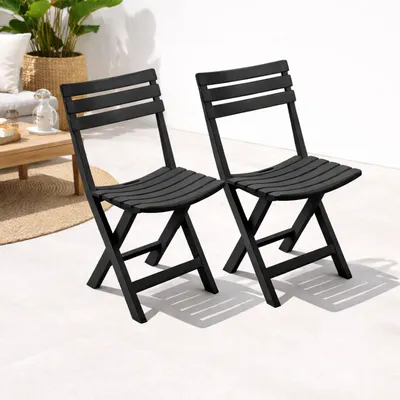 2 Stück Klappsessel Klappstuhl Campingstuhl Gartenstuhl Kunststoff Anthrazit