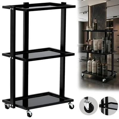 Image de Assistant cosmétique coiffeur pour salon ST027B chariot universel table roulante avec trois étagères L